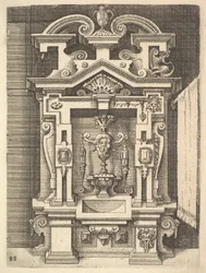 Ontwerp voor een lavabo, plaat 85 uit Dietterlins Architectura, 1598