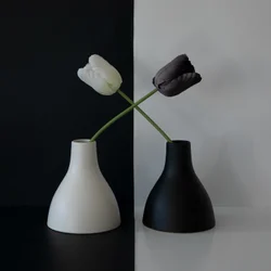 Balans van zwarte en witte tulpen
