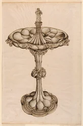 Tekening, zilveren middenstuk, 1498