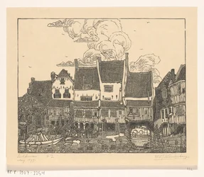 Huizen aan de haven van Enkhuizen