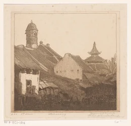 Huizen aan het water in Semarang