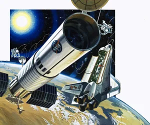 Niet-geïdentificeerde scène van spaceshuttle