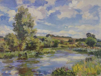 Een zonovergoten rivierlandschap