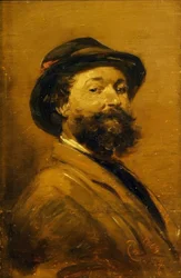 Zelfportret in grijsbruin