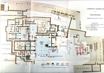 Kaart van de oude stad Griekenland Tiryns, Heinrich Schliemann, Parijs