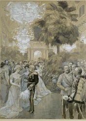 Hofbal in de Weense Hofburg, het stadspaleis van de keizers van Oostenrijk-Hongarije ...