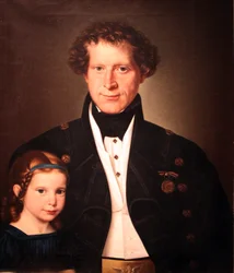 Smeltmeester Ferdinand Zimmermann met zijn dochter Marie}