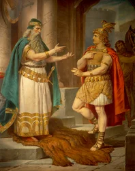 Koning Sigurd ontmoet de wijze kluizenaar Grypin, uit de Sigurd Saga, Benedenhal, ca. 1882-83