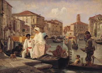 Uitstappen uit een gondel in Venetië