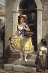 Een Italiaanse vrouw op weg naar het carnaval