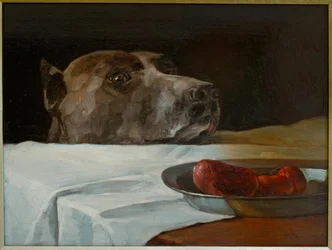 Dog met worstschaal