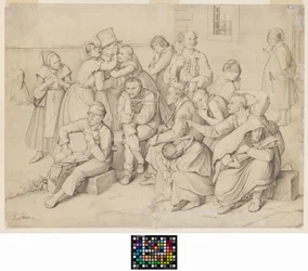 Het gekkenhuis (grafiet op wit velijnpapier, opgeplakt)