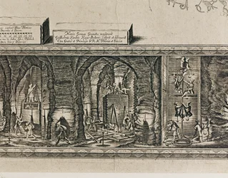 De zoutmijnen van Wieliczka bij Krakau produceerden ruwweg een derde van het inkomen van de Poolse koningen ... (gravure)