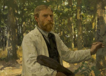 Zelfportret in een bosrijk landschap, 1895