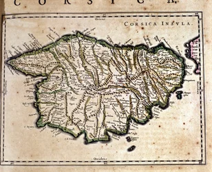 Corsica uit de Atlas van Wilhelm Blaeu. Amsterdam 17e eeuw.