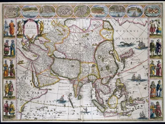 Kaart van Azië. Blad uit een atlas van Willem Janszoon Blaeu