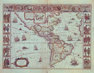 Bord met de kaart van Zuid-Amerika