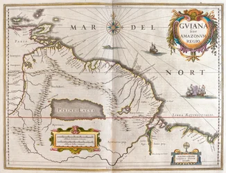 Rivier de Orinoco, Rio Amazzonas, Venezuela, Noordoost-Brazilië, in 