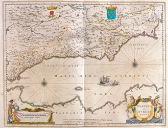 Straat van Gibraltar naar Alicante tot aan de Guadalquivir-vallei en Sevilla en de kust van Noord-Afrika, in 