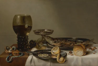 Stilleven met een roemer en horloge