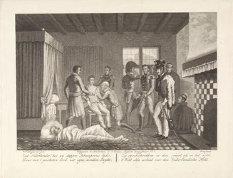 Prins van Oranje na zijn verwonding onder medische behandeling in het veldhospitaal, 1815