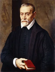 Portret van een Academicus, halflang, in zwart kostuum, met een boek