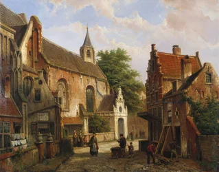 Een straattafereel in Delft