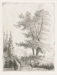 Heuvellandschap met baadster