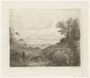Heuvellandschap met weg naar dal