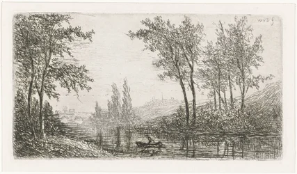Rivierlandschap met bootje