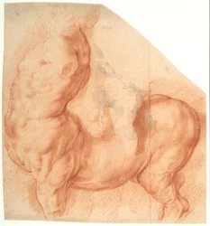 Centaur getemd. Antiek beeldhouwwerk gezien van links