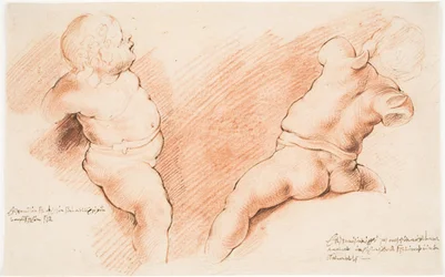 Centaur overwonnen door Amor. Antieke sculptuurgroep. Twee studies van Amor, een gezien van rechts, de andere van achteren