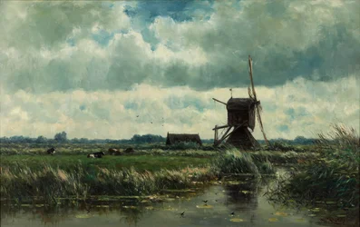 Polderlandschap met molen bij Abcoude