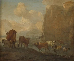 Vee bij de rivier