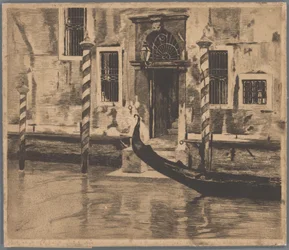 Gondel komt aanvaren in het Canale Grande, Venetië