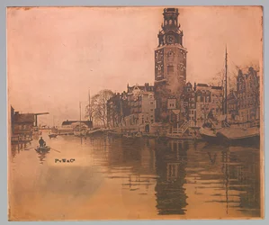 Oude Schans met Montelbaanstoren en roeiboot