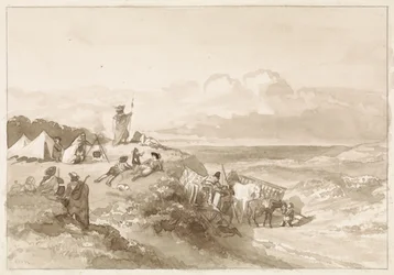 Bivak in heuvelig landschap