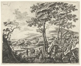 Landschap met een muilezeldrijver Landschappen met figuren (serietitel)