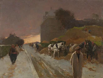Straat in Montmartre, Parijs, in de winter