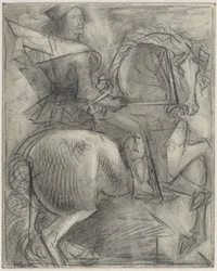 Man op een steigerend paard