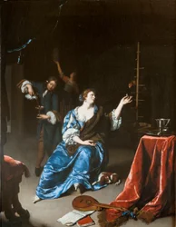 Dame met papegaai
 Alternatieve titel(s):   Dame einen Papagei fütternd
