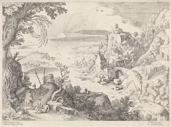 Landschap met de barmhartige Samaritaan