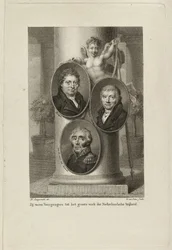 Gedenkteken met de portretten van Joan Melchior Kemper, Cornelis Anthony Fannius Scholten, Gijsbert Carel Rutger Reinier van Brienen van Ramerus. NL-HlmNHA 1477 53011449