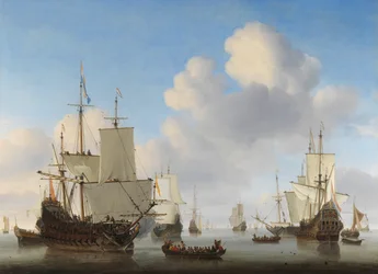 Nederlandse Schepen in een Kalmte Zee