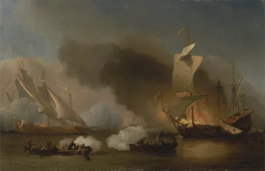 Een Gevecht tussen Engelse Schepen en Barbarijse Kapers