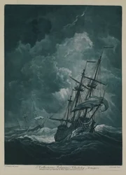 Een schip in een storm
