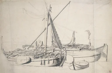 Studie van een damlooper en een smalschip naast elkaar, ca. 1665