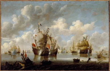 Gevecht in de Noordzee in de 17e eeuw