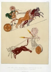 Allegorische Figuren van de Zon en de Maan - in "De miniaturen en ornamenten van Angelsaksische en Ierse manuscripten"