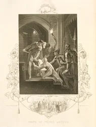 De Dood van Prins Arthur, in King John door William Shakespeare (1564-1616) gegraveerd door J. Rogers